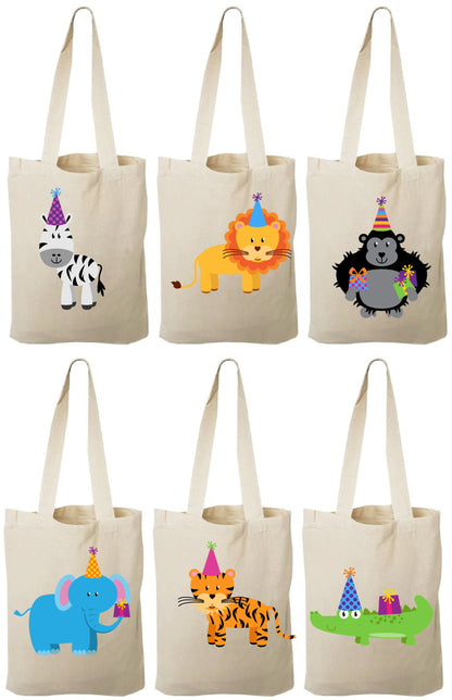 Jungle Animal Party Favor Bags, Cotton Goodie Bags
