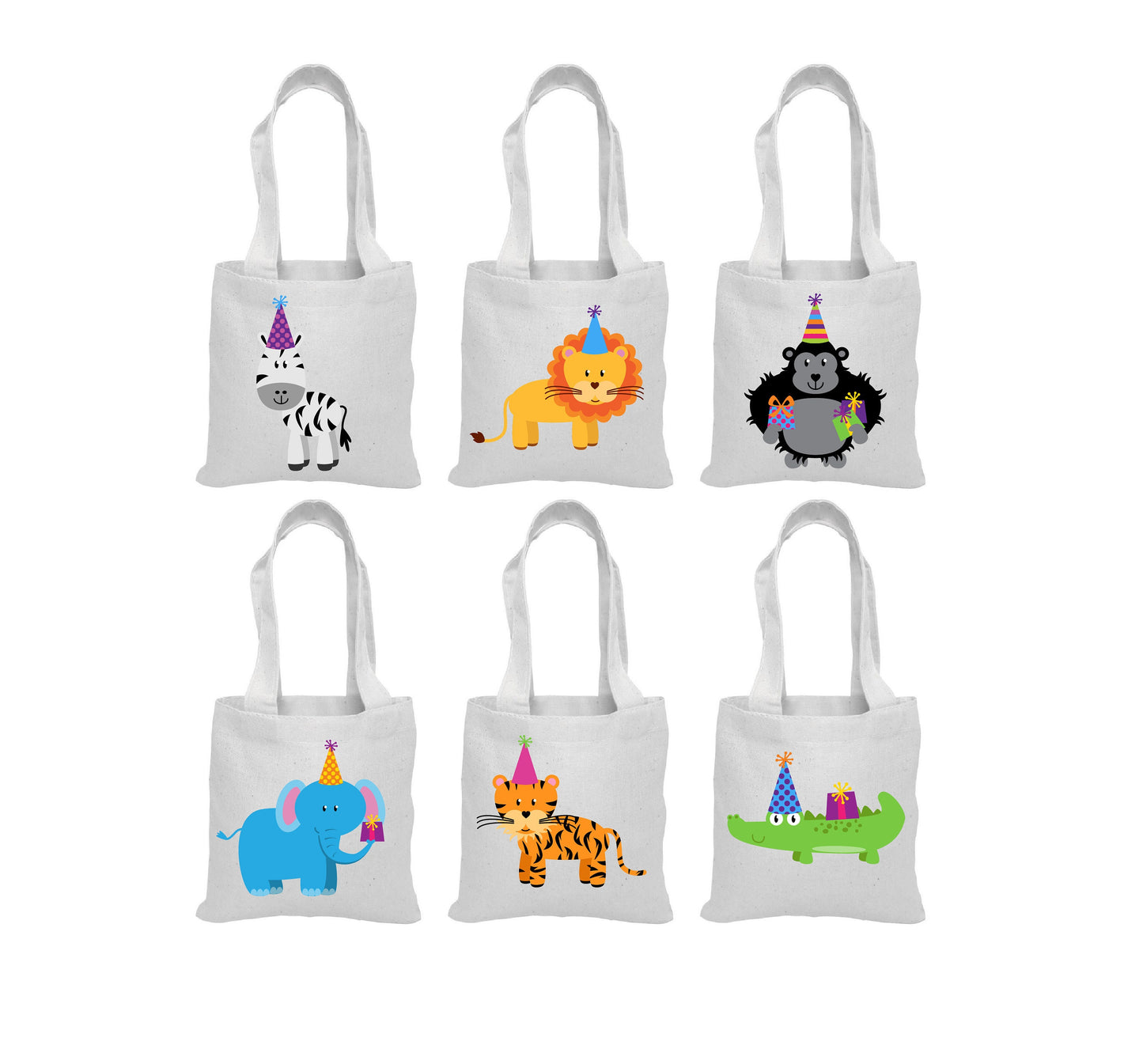 Jungle Animal Party Favor Bags, Cotton Goodie Bags
