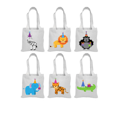 Jungle Animal Party Favor Bags, Cotton Goodie Bags