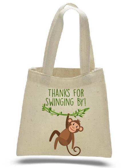 Monkey Party Favor Bag – Jungle Safari Theme, Natural Canvas
