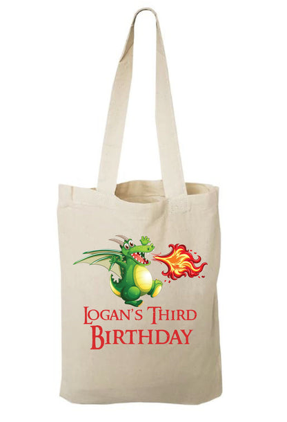 Dragon Party Favor Bags, Cotton Treat Bags, Set of 6
