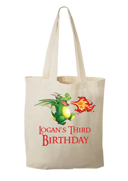Dragon Party Favor Bags, Cotton Treat Bags, Set of 6