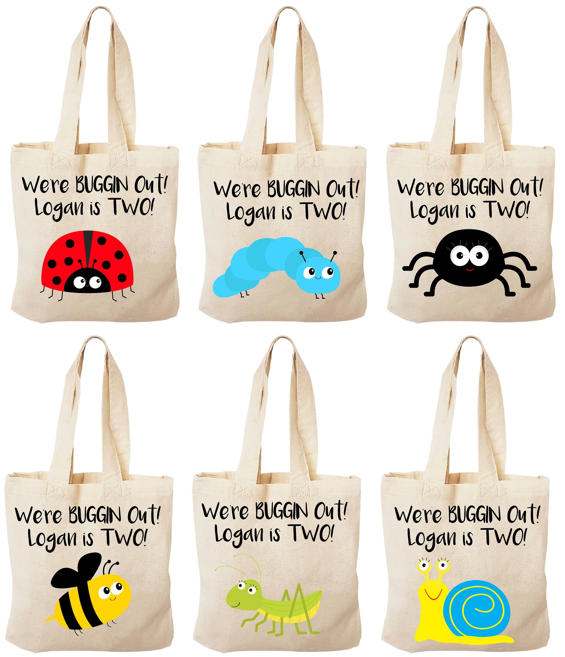 Personalized Insect Party Favor Bags, Bug Birthday Canvas Tote