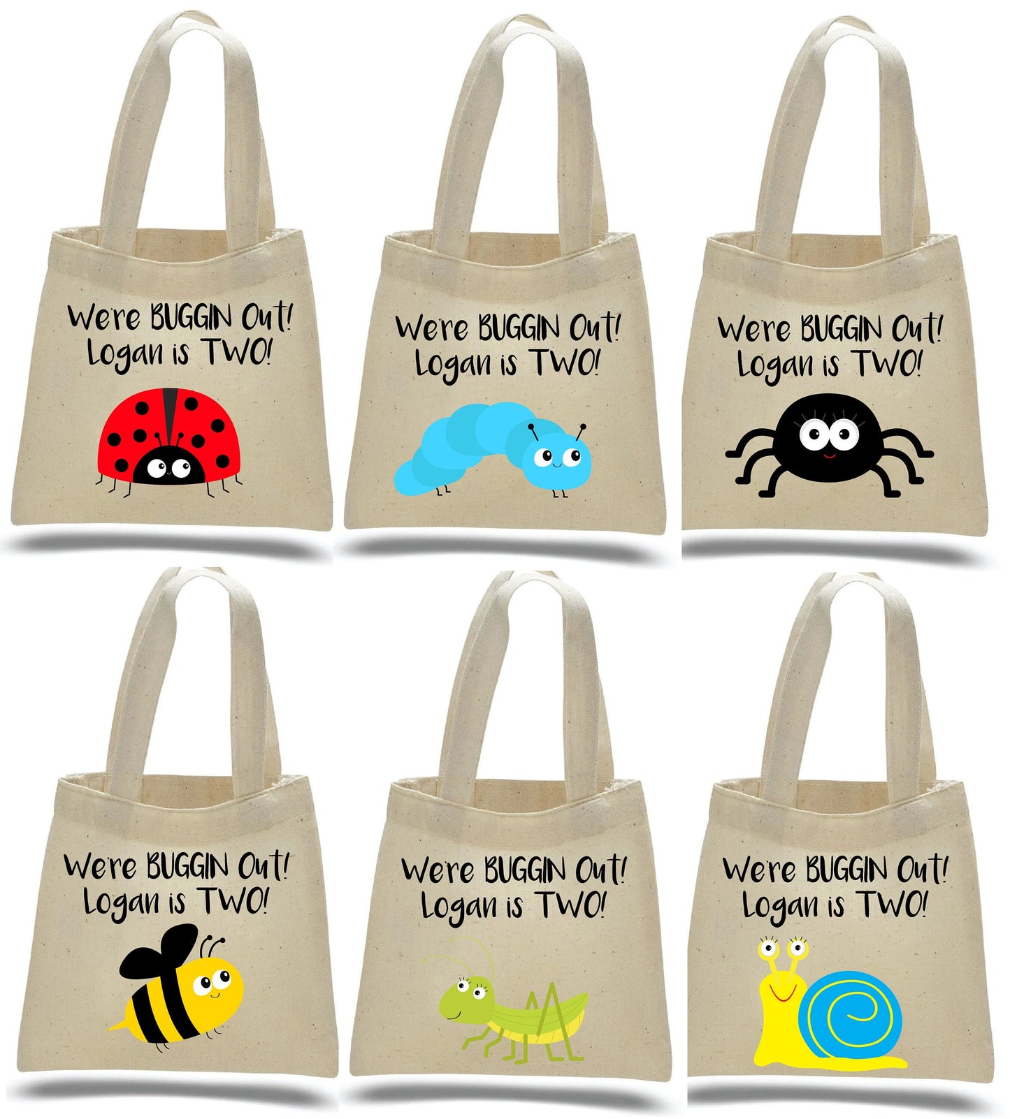 Personalized Insect Party Favor Bags, Bug Birthday Canvas Tote