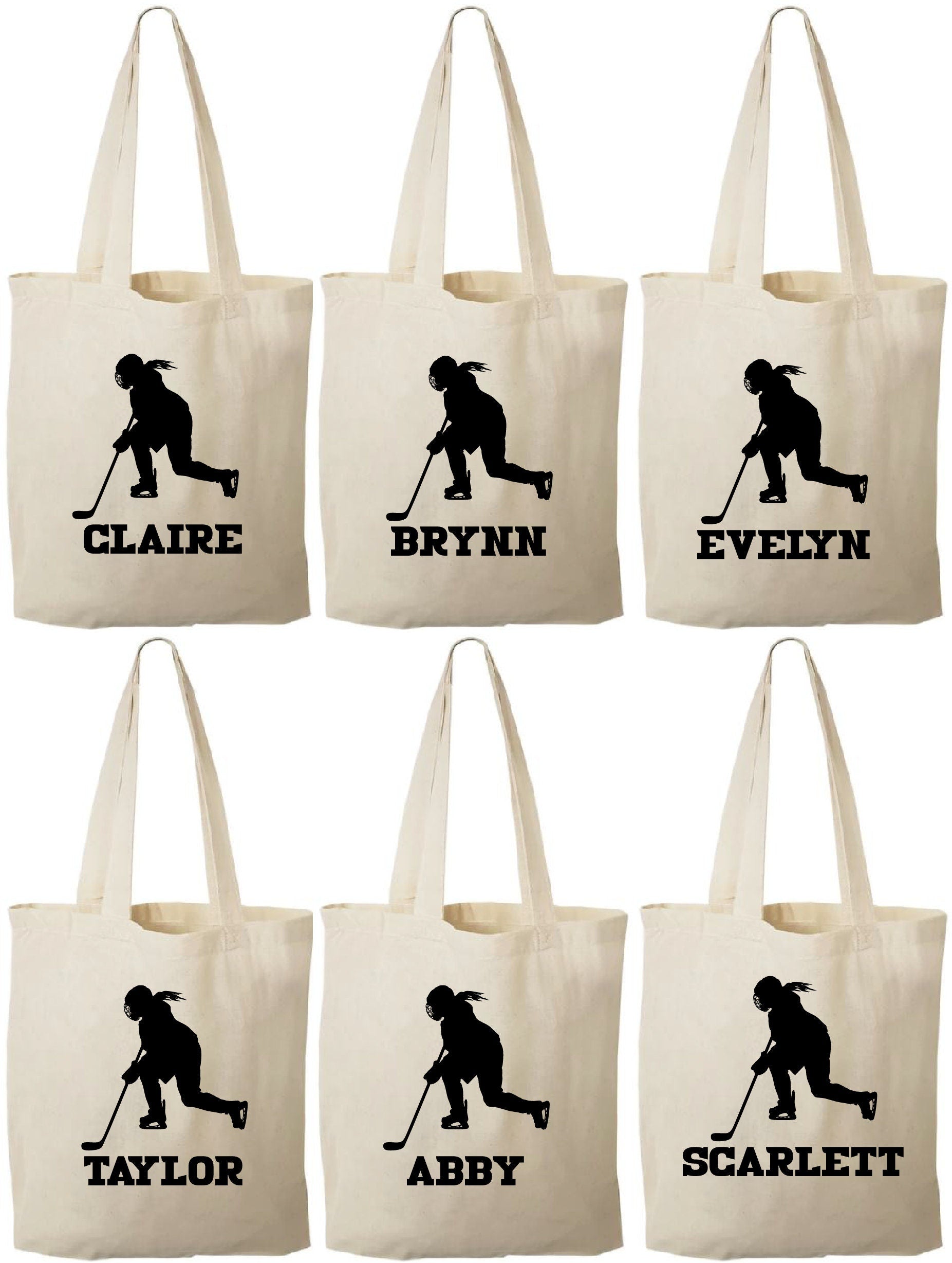 Personalized Girls Hockey Party Bags - Set of Six Bags