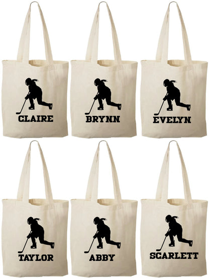 Personalized Girls Hockey Party Bags - Set of Six Bags
