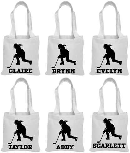Personalized Girls Hockey Party Bags - Set of Six Bags