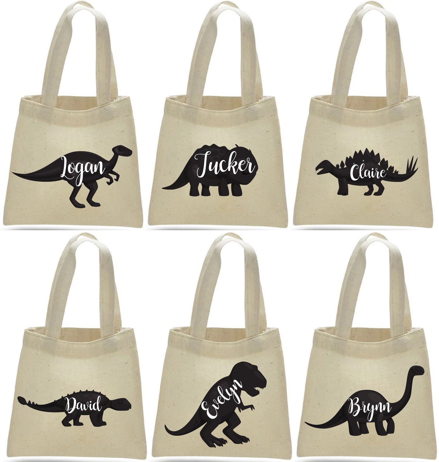 Personalized Dinosaur Party Favor Bags - Set of Six Bags