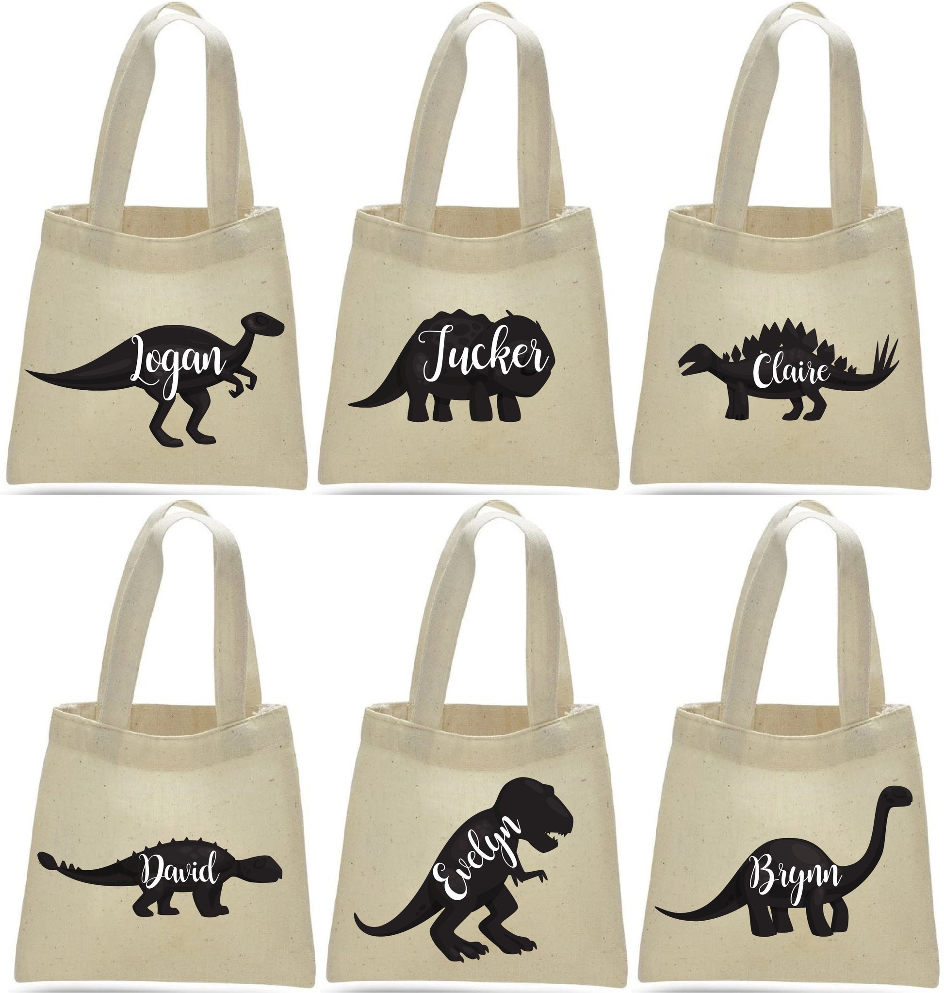 Personalized Dinosaur Party Favor Bags - Set of Six Bags