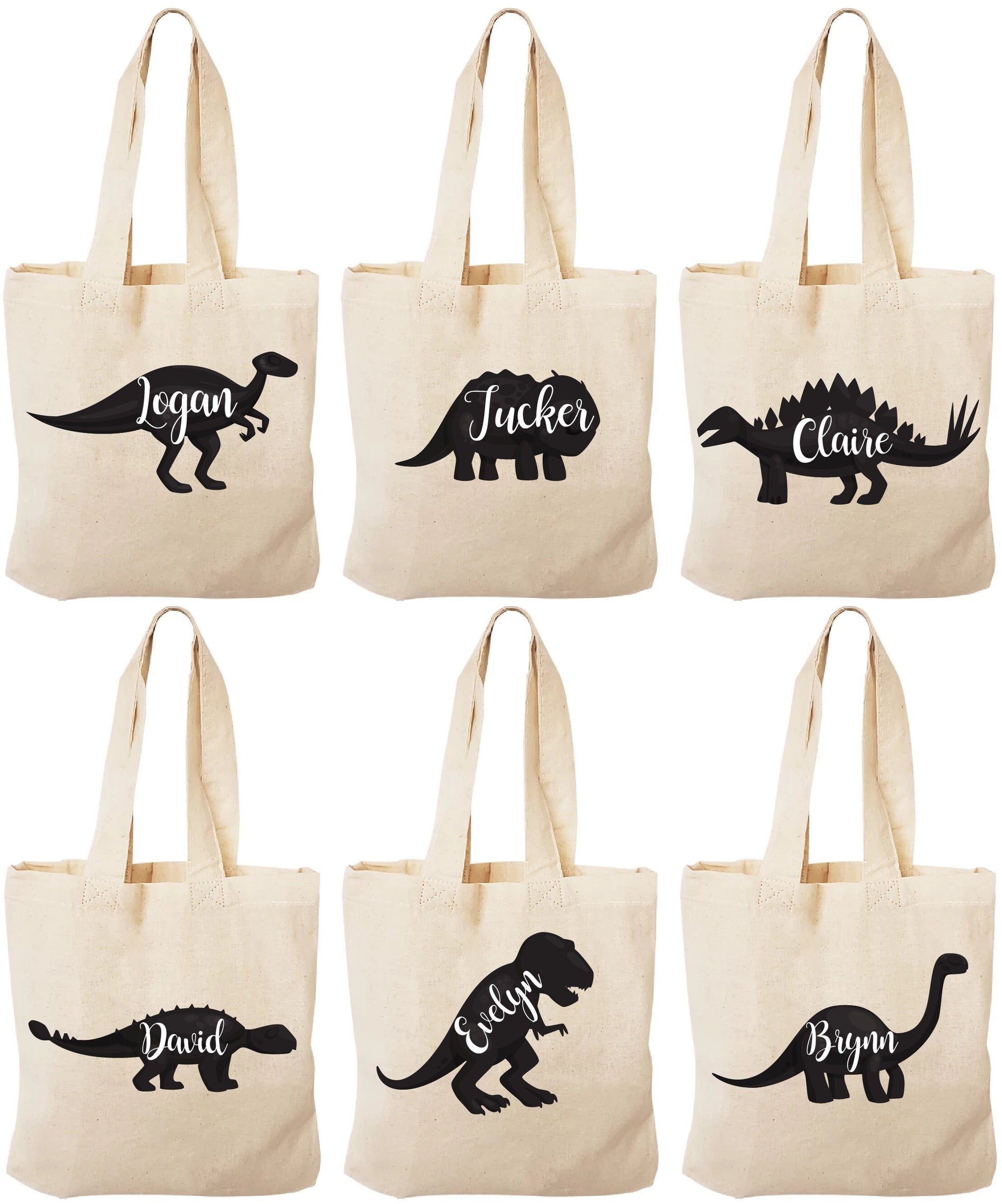 Personalized Dinosaur Party Favor Bags - Set of Six Bags