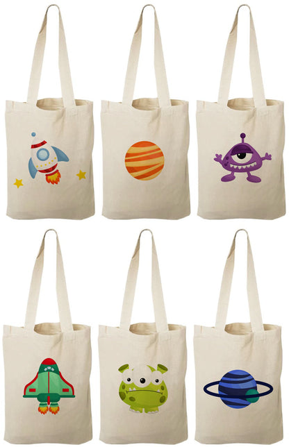 Space Party Favor Bags, Rocket, Alien, Planets, Set of 6
