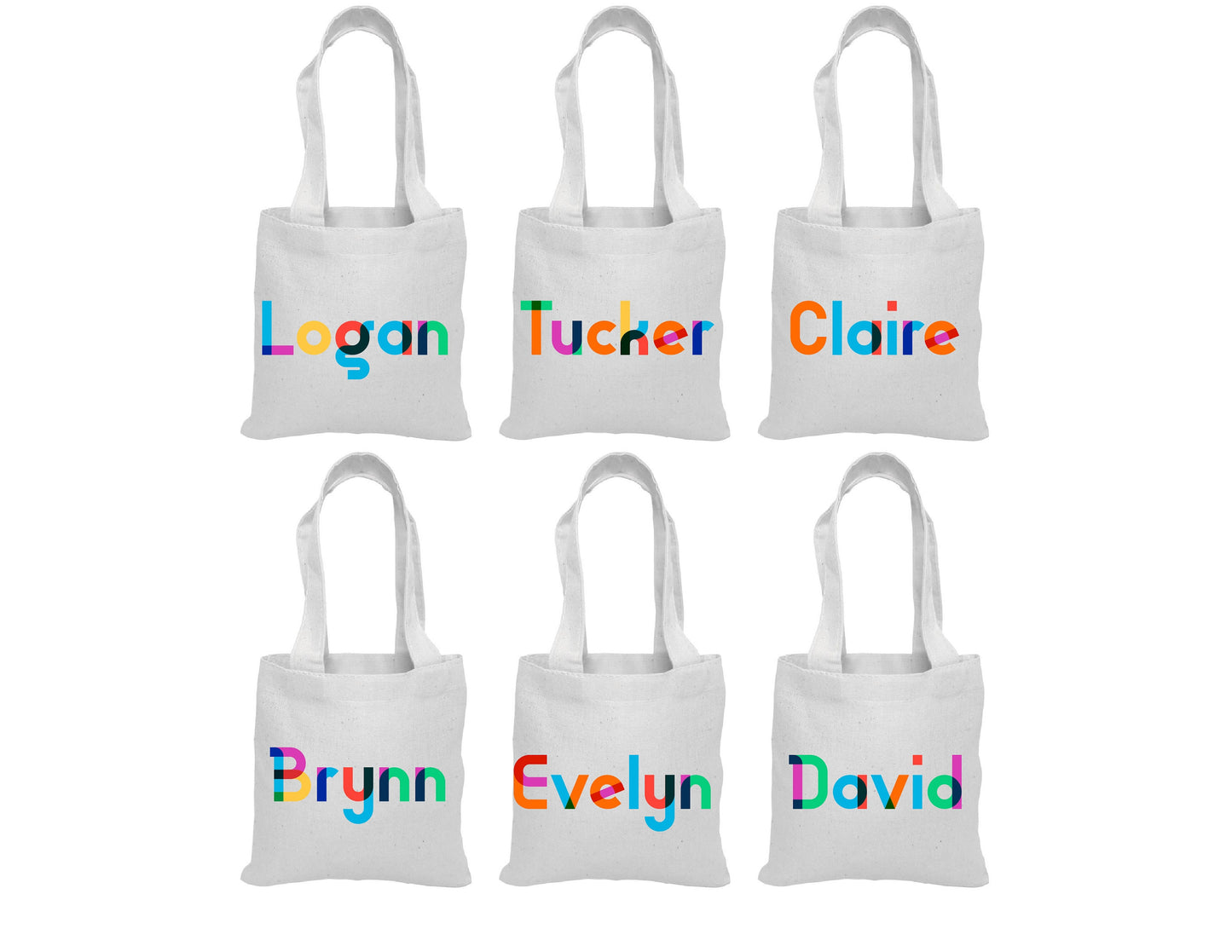 Personalized Rainbow Name Party Favor Bags - Set of 6