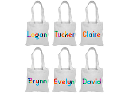 Personalized Rainbow Name Party Favor Bags - Set of 6