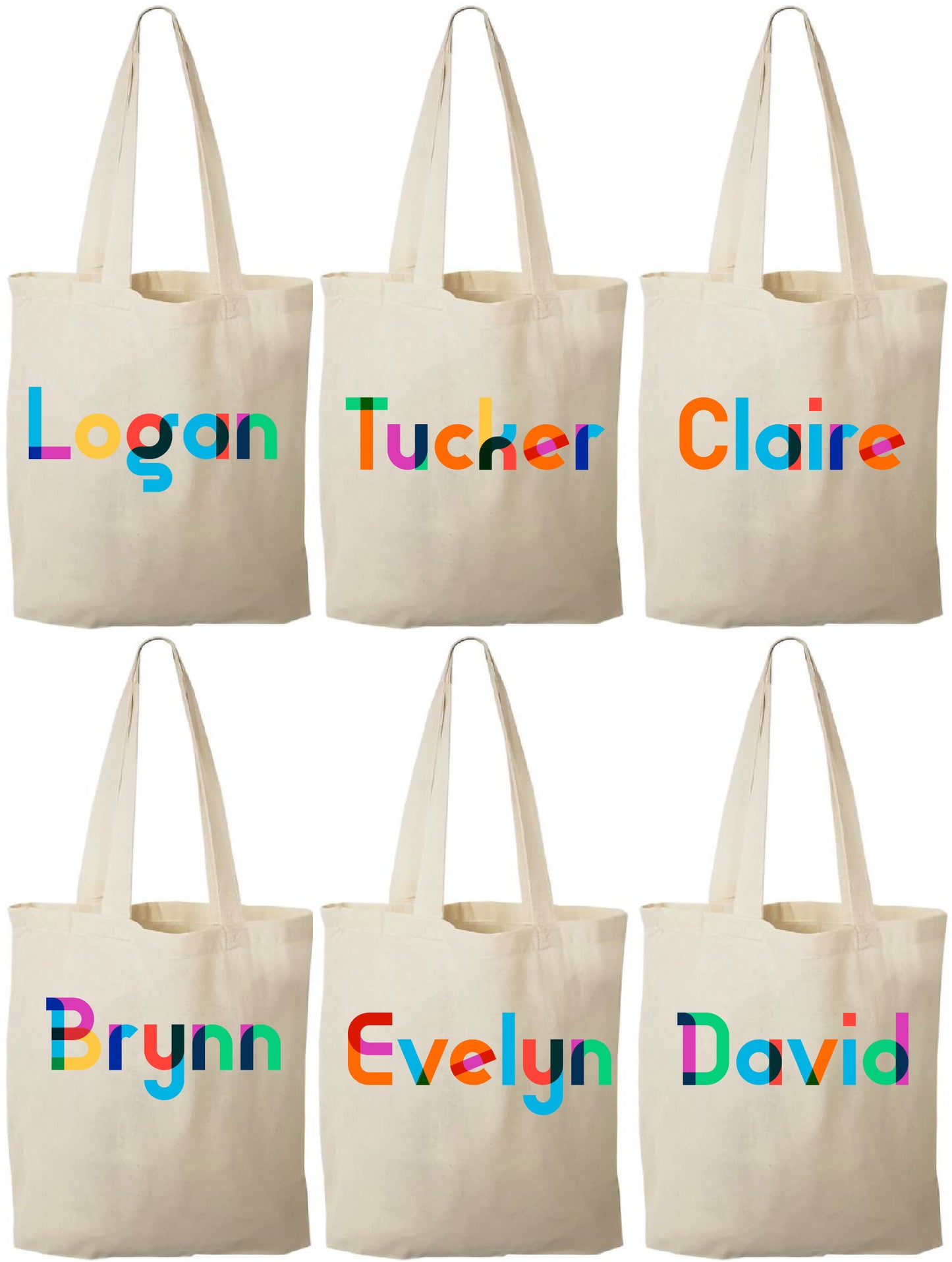 Personalized Rainbow Name Party Favor Bags - Set of 6
