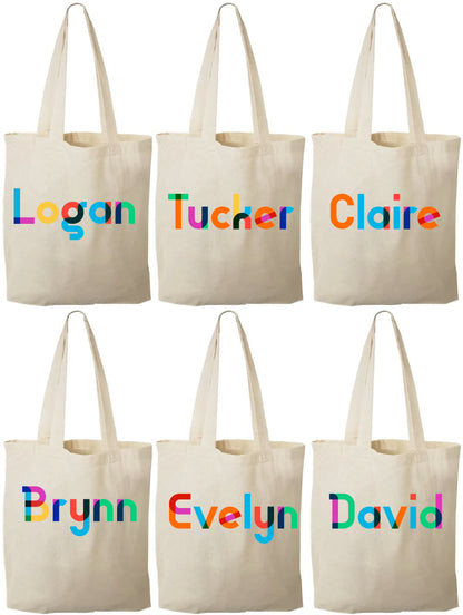 Personalized Rainbow Name Party Favor Bags - Set of 6