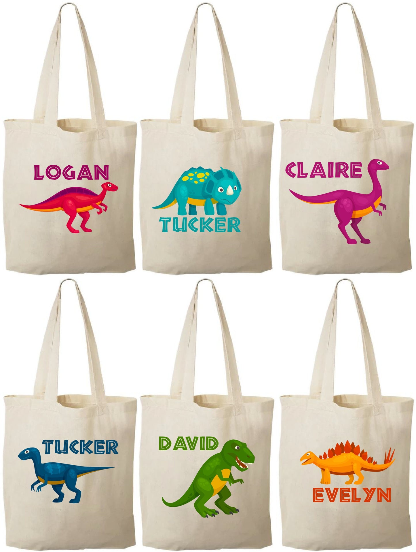 Personalized Dinosaur Party Favor Bags - Set of 6