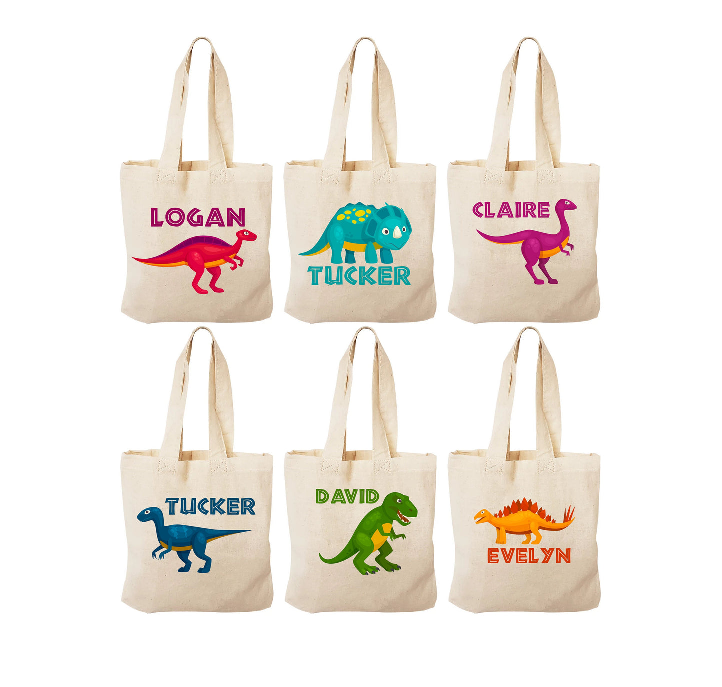 Personalized Dinosaur Party Favor Bags - Set of 6