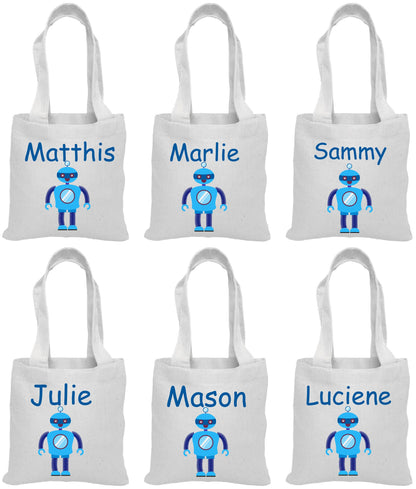 Personalized Robot Party Favor Bags - Set of Six Bags