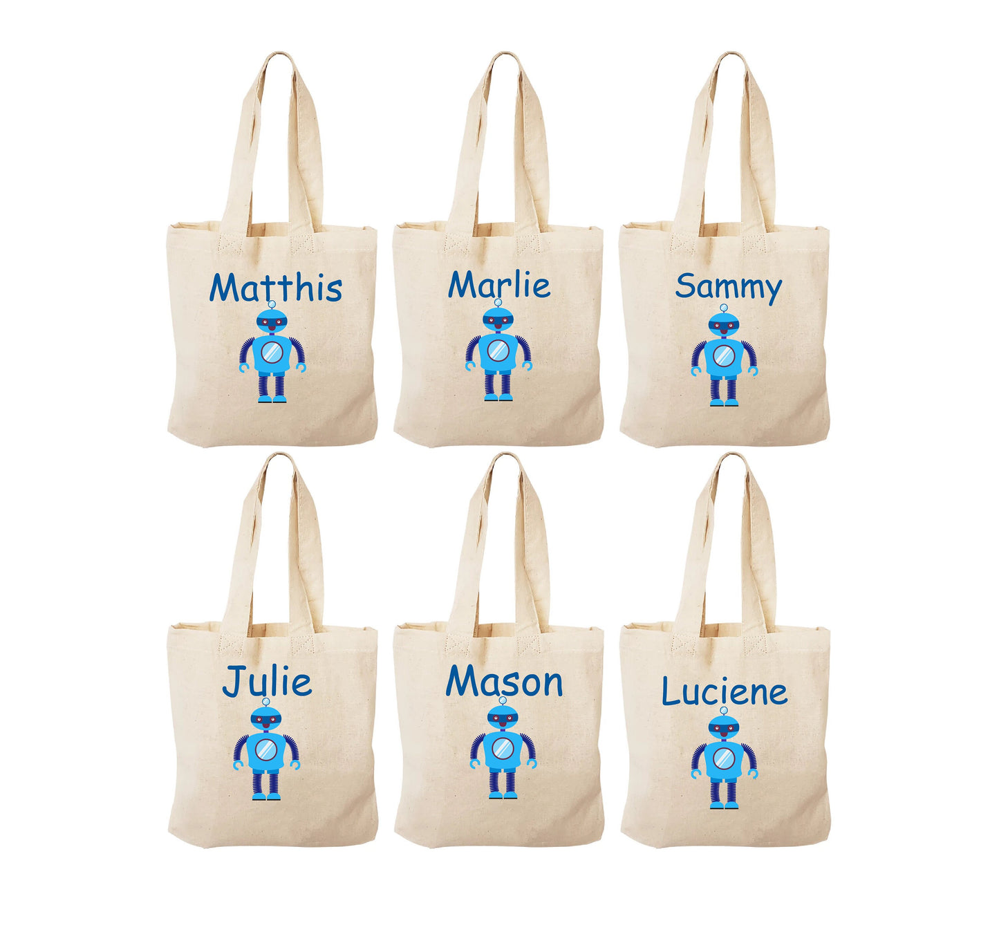 Personalized Robot Party Favor Bags - Set of Six Bags
