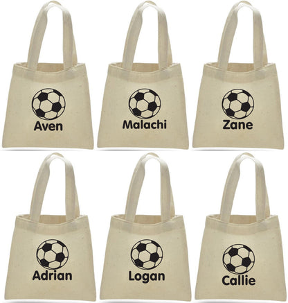 Personalized Soccer Favor Bags - Set of 6 Cotton Party Gift Bags