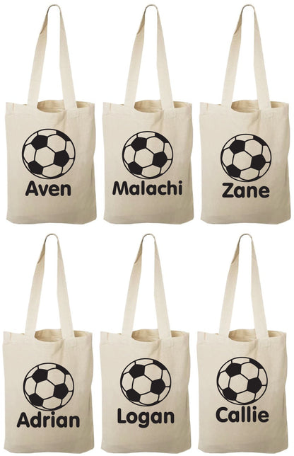 Personalized Soccer Favor Bags - Set of 6 Cotton Party Gift Bags