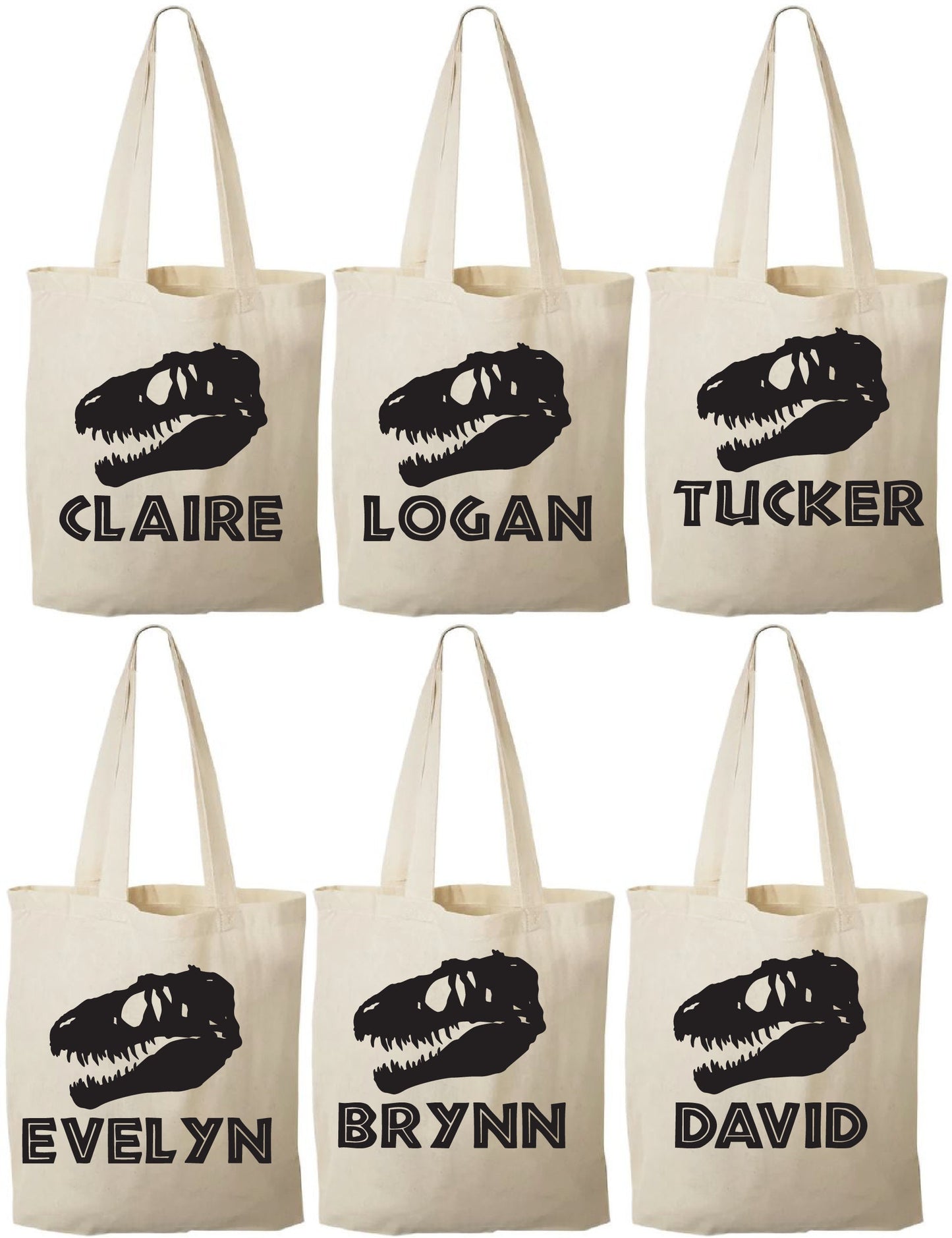 Personalized Dinosaur Party Favor Bag - T-Rex, Cotton Canvas