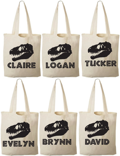 Personalized Dinosaur Party Favor Bag - T-Rex, Cotton Canvas