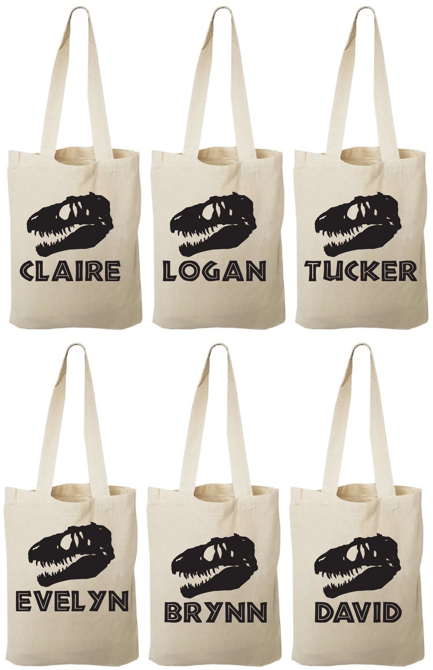 Personalized Dinosaur Party Favor Bag - T-Rex, Cotton Canvas