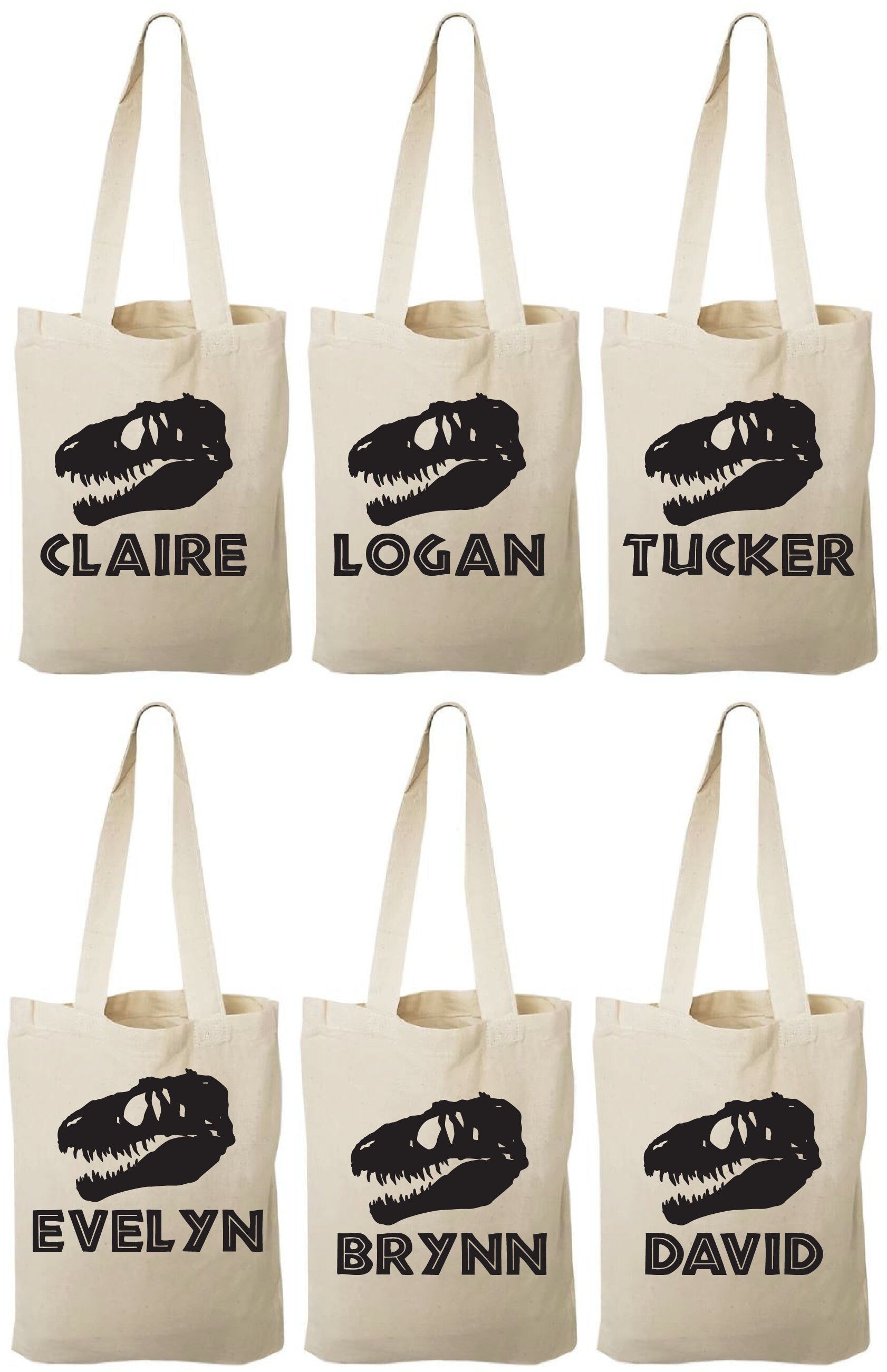 Personalized Dinosaur Party Favor Bag - T-Rex, Cotton Canvas