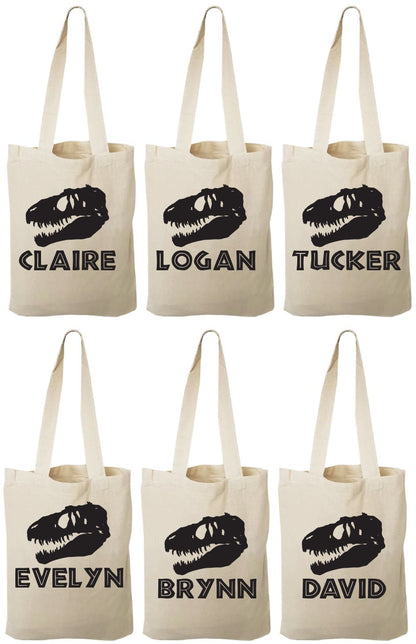 Personalized Dinosaur Party Favor Bag - T-Rex, Cotton Canvas