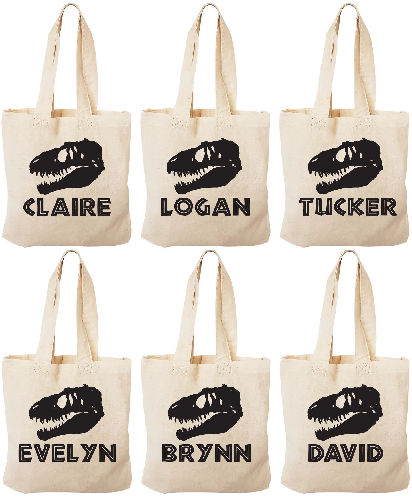 Personalized Dinosaur Party Favor Bag - T-Rex, Cotton Canvas