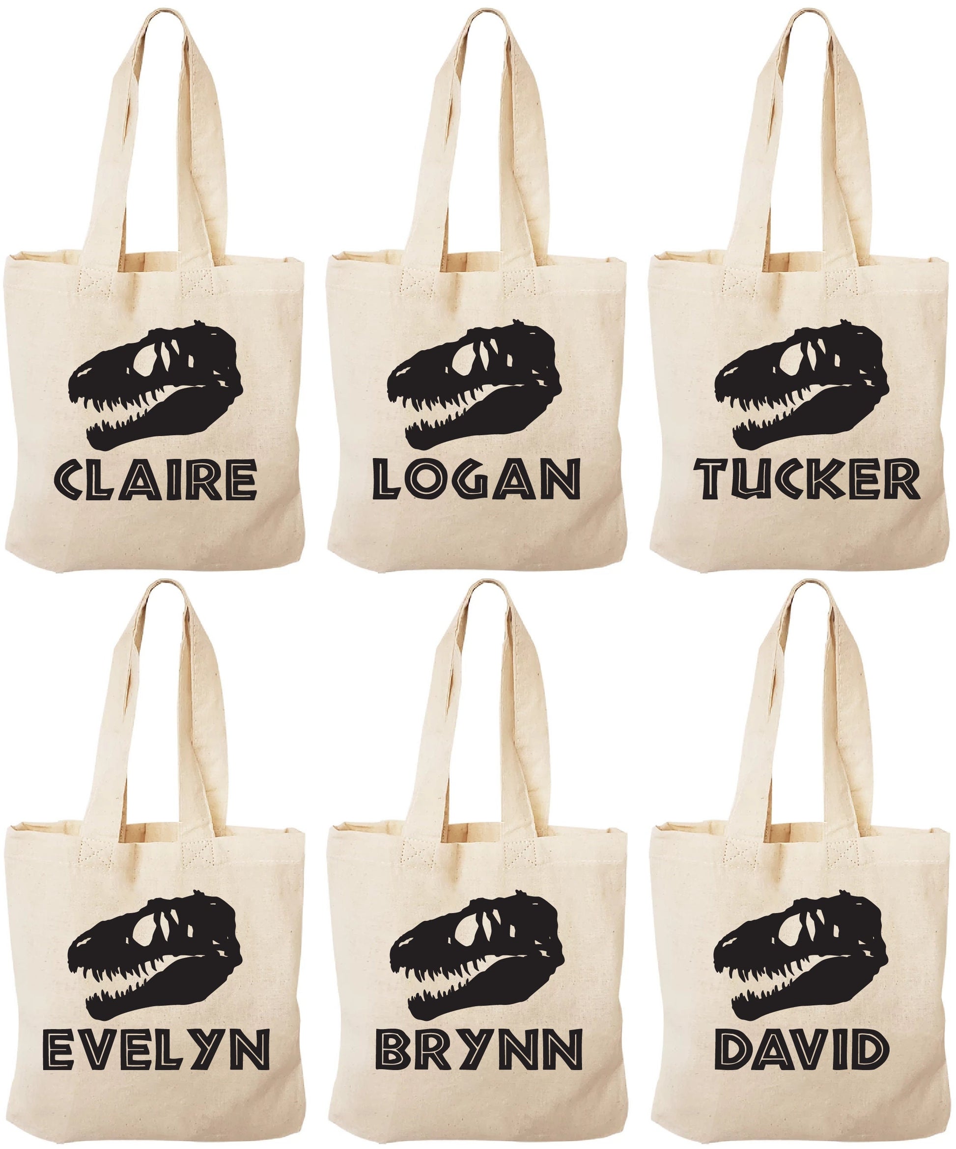 Personalized Dinosaur Party Favor Bag - T-Rex, Cotton Canvas