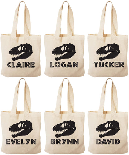 Personalized Dinosaur Party Favor Bag - T-Rex, Cotton Canvas