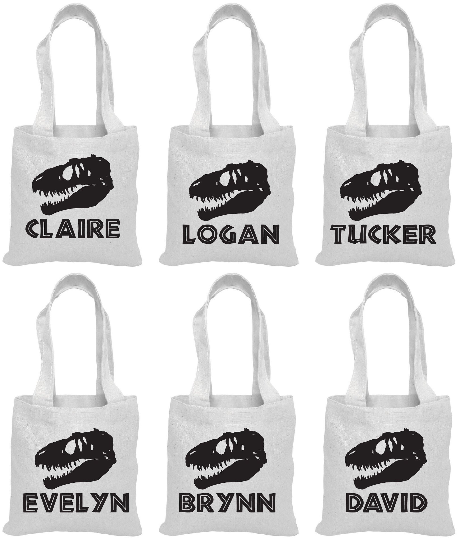 Personalized Dinosaur Party Favor Bag - T-Rex, Cotton Canvas
