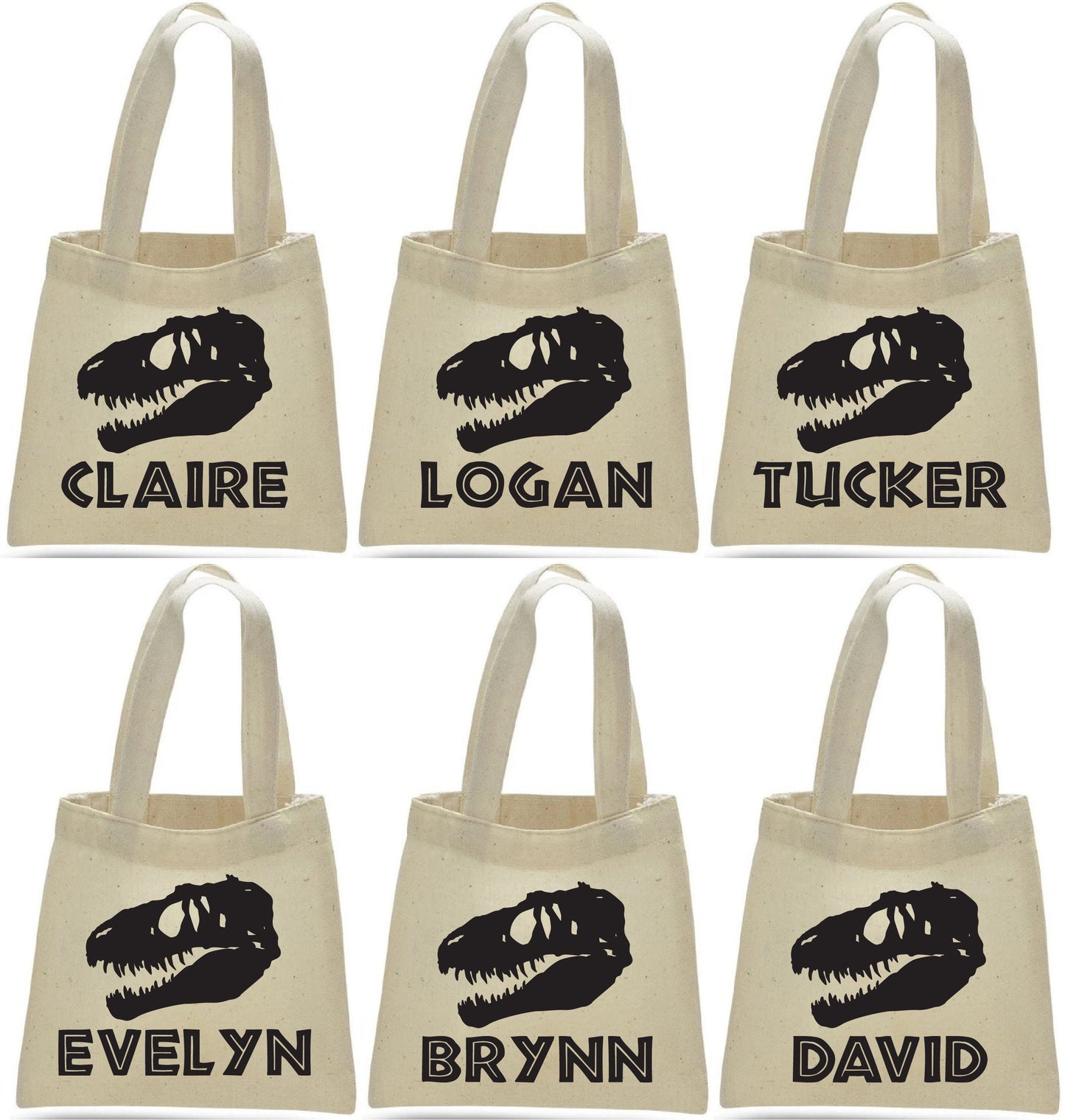 Personalized Dinosaur Party Favor Bag - T-Rex, Cotton Canvas