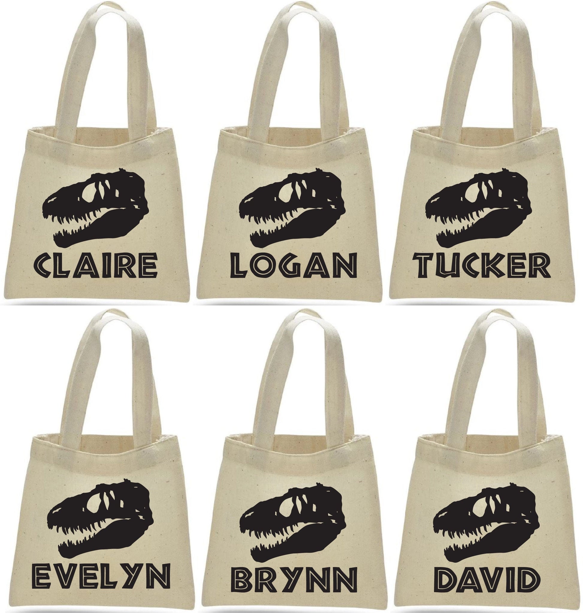 Personalized Dinosaur Party Favor Bag - T-Rex, Cotton Canvas