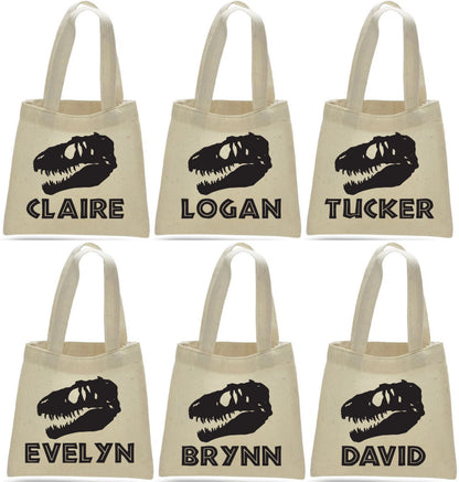 Personalized Dinosaur Party Favor Bag - T-Rex, Cotton Canvas