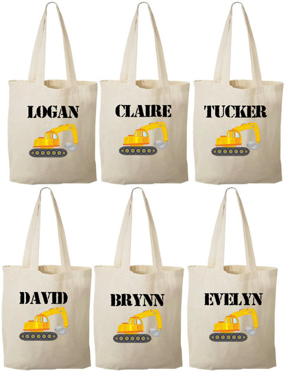 Personalized Construction Party Favor Bags - Set of Six Bags