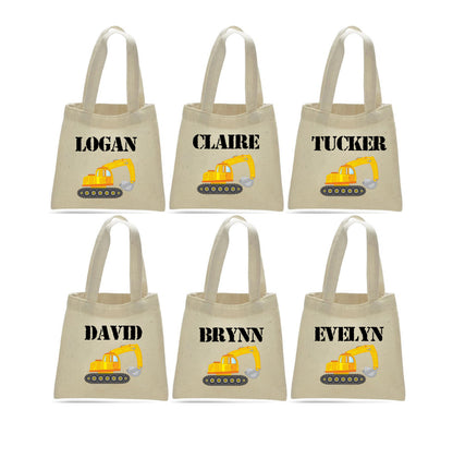 Personalized Construction Party Favor Bags - Set of Six Bags
