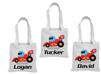 Personalized Race Car Party Favor Bags – Cotton Tote, Set of 3