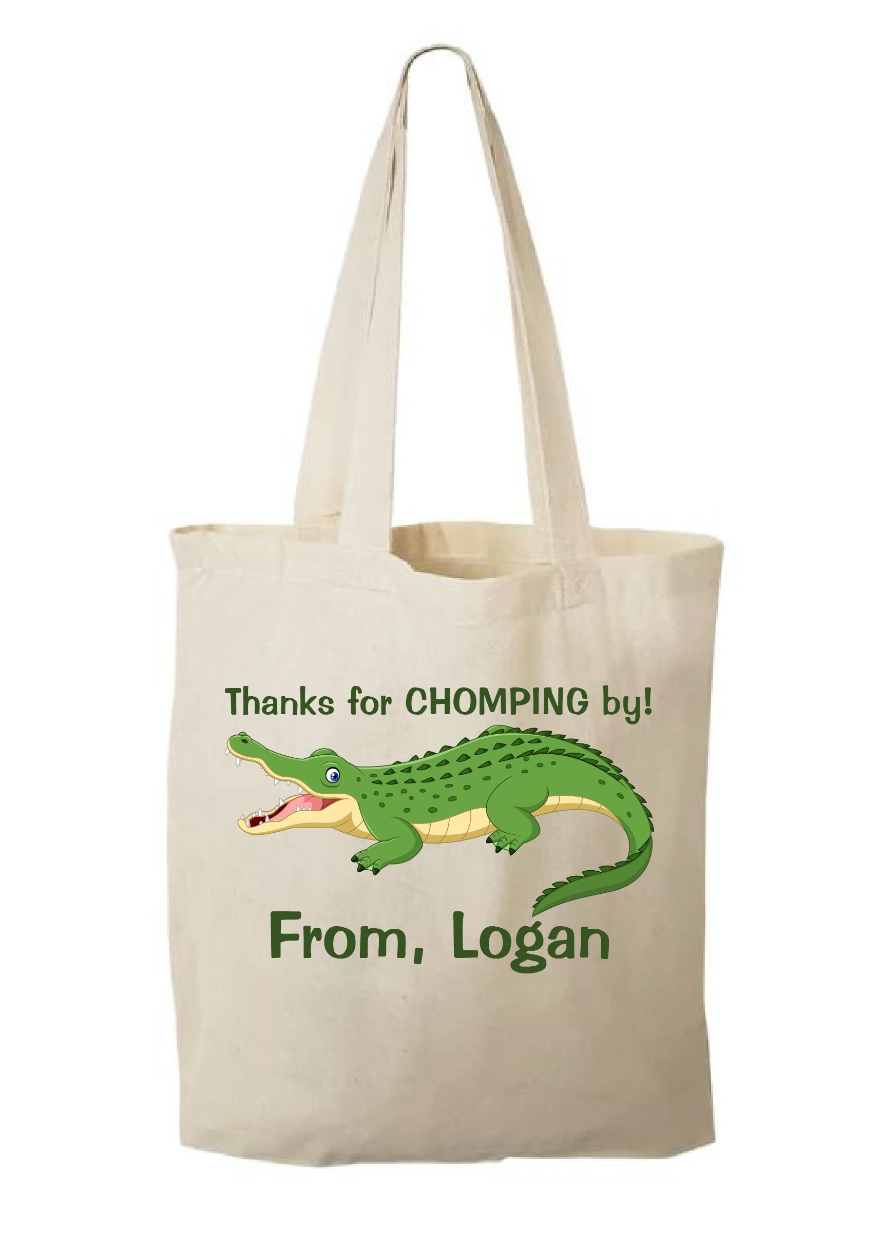 Personalized Alligator Cotton Favor Bags – Crocodile Party Treat Totes