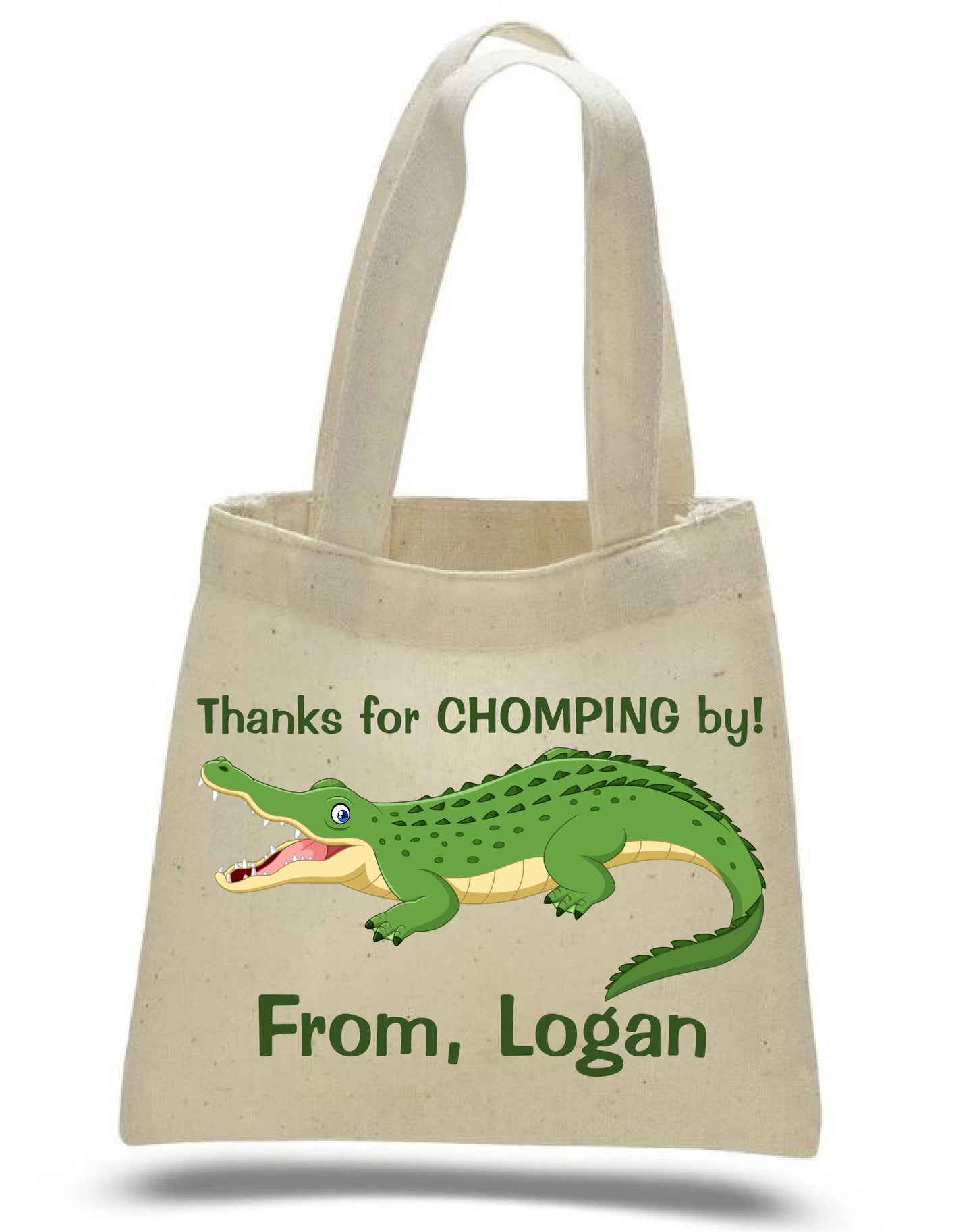 Personalized Alligator Cotton Favor Bags – Crocodile Party Treat Totes