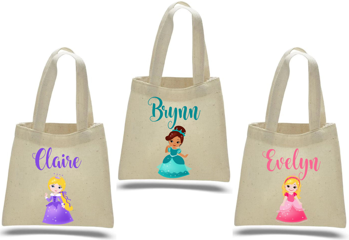 Personalized Princess Favor Bag, Cotton Canvas Party Treat Bags