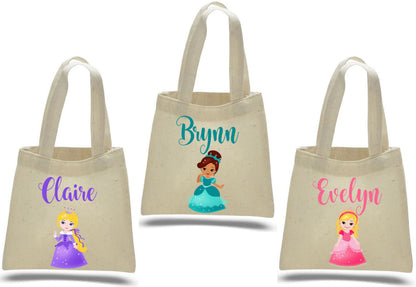 Personalized Princess Favor Bag, Cotton Canvas Party Treat Bags