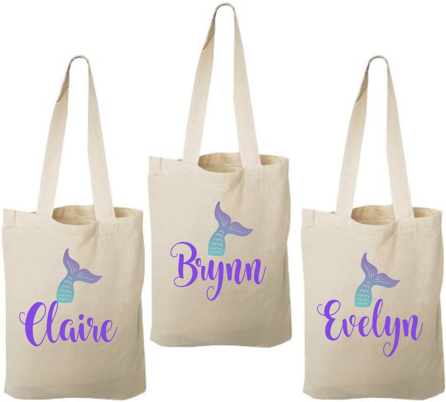 Personalized Mermaid Tail Favor Bag – Under the Sea Party Canvas Tote