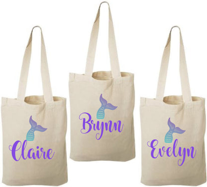 Personalized Mermaid Tail Favor Bag – Under the Sea Party Canvas Tote