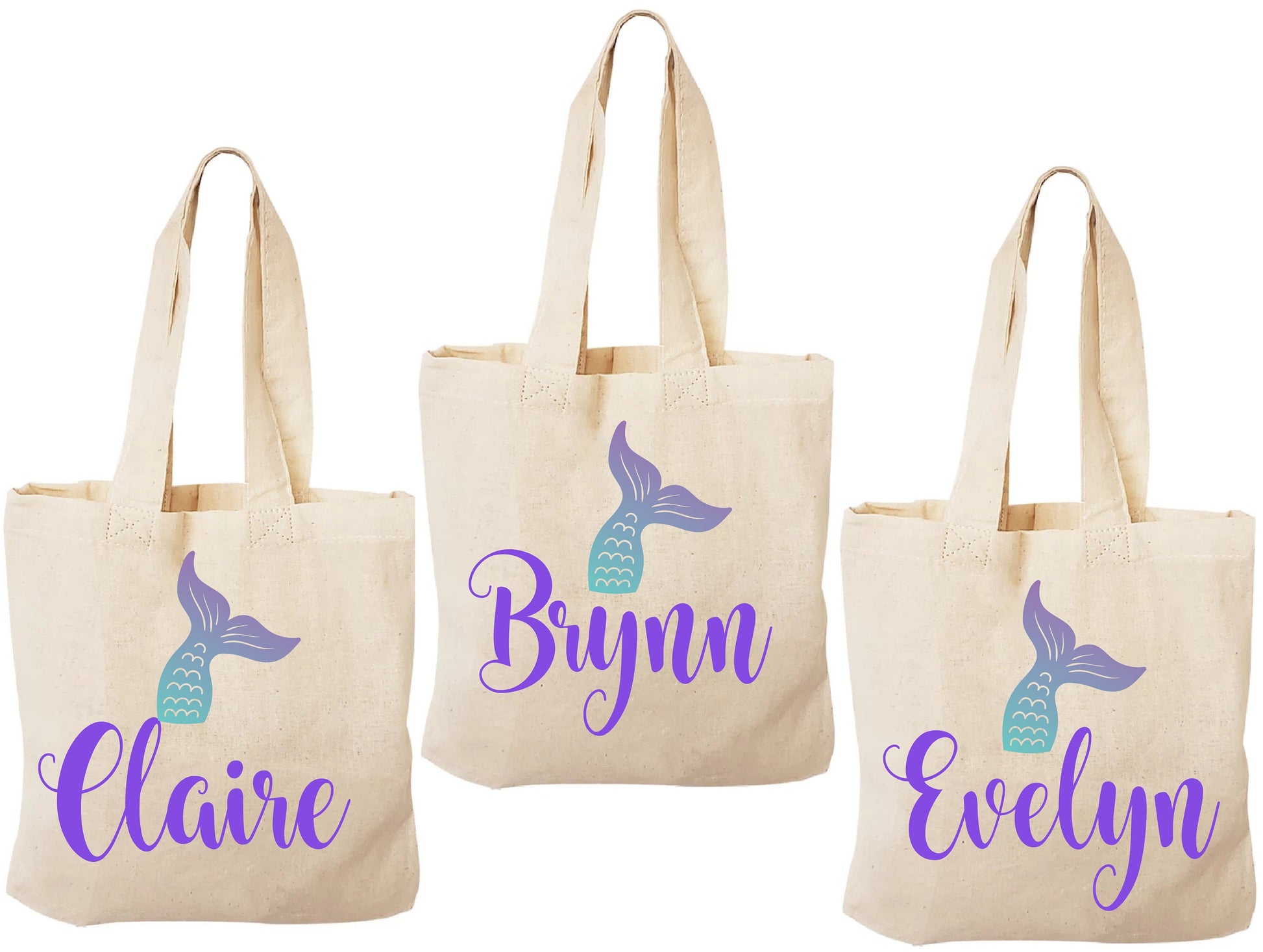 Personalized Mermaid Tail Favor Bag – Under the Sea Party Canvas Tote