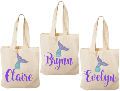 Personalized Mermaid Tail Favor Bag – Under the Sea Party Canvas Tote