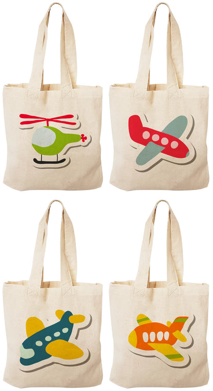 Airplane Party Favor Bags – Set of 4, Travel Theme Goodie Bags