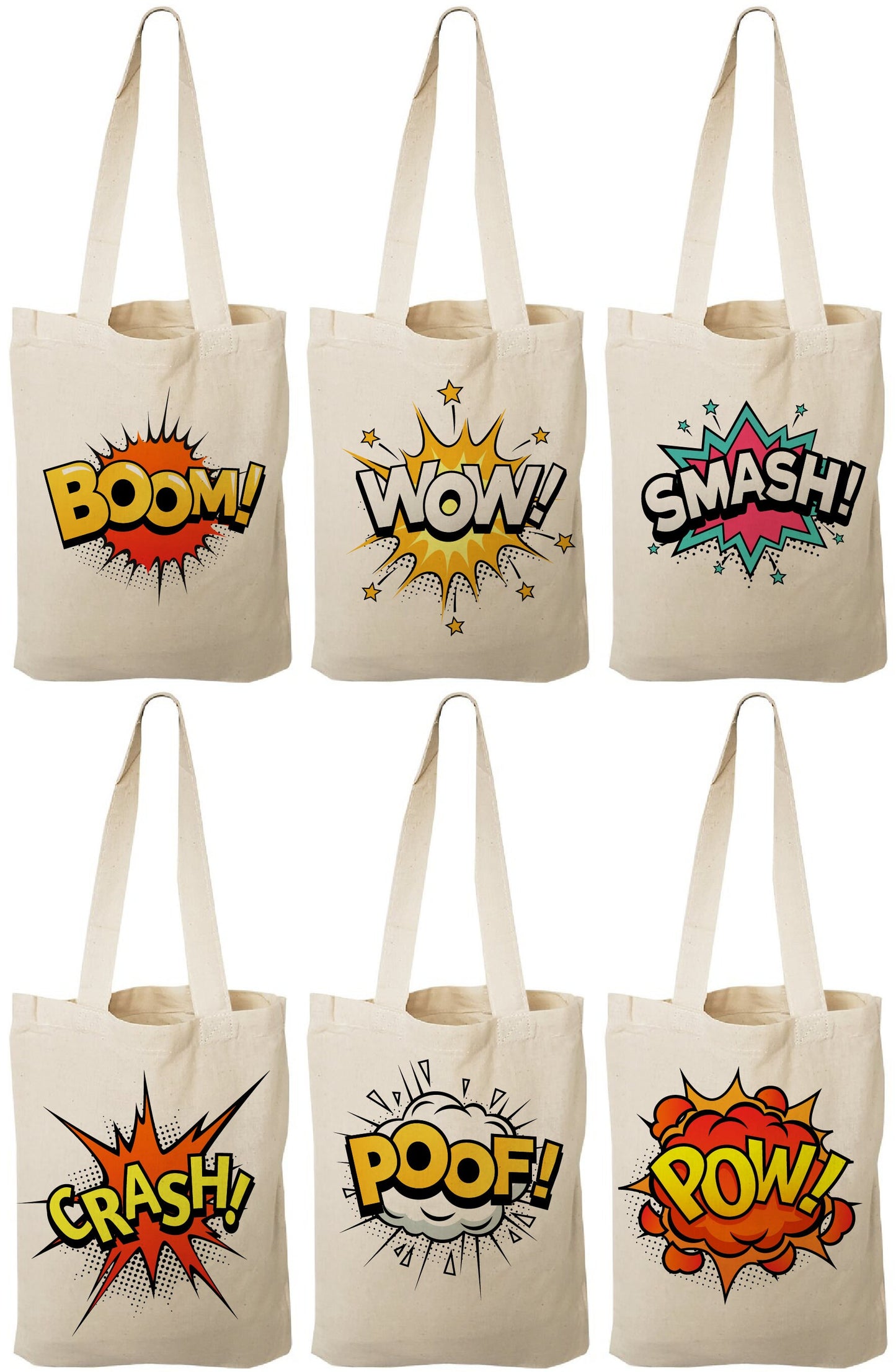 Comic Book Party Favor Bags - Set of Six Bags